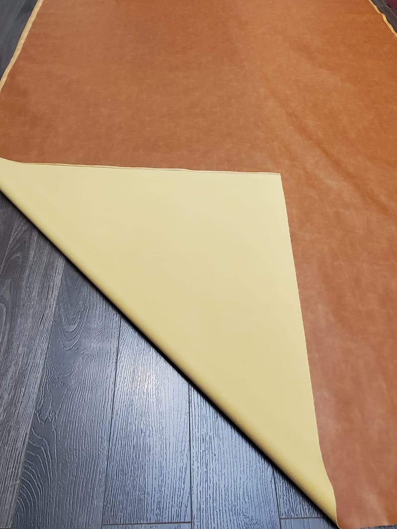 NAT Leathers | Tan Cognac Soft Faux Vegan Leather PU (Peta Approved Vegan) | 4 Yards (144 inch x 54 inch Wide) Cut by The Yard | Synthetic Pleather 0.9mm Smooth Vinyl Upholstery | Cognac Tan 144"x54" - Image 3